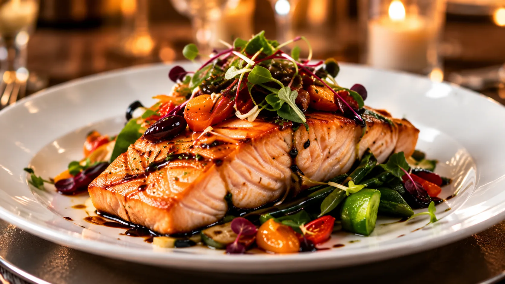 Plated salmon