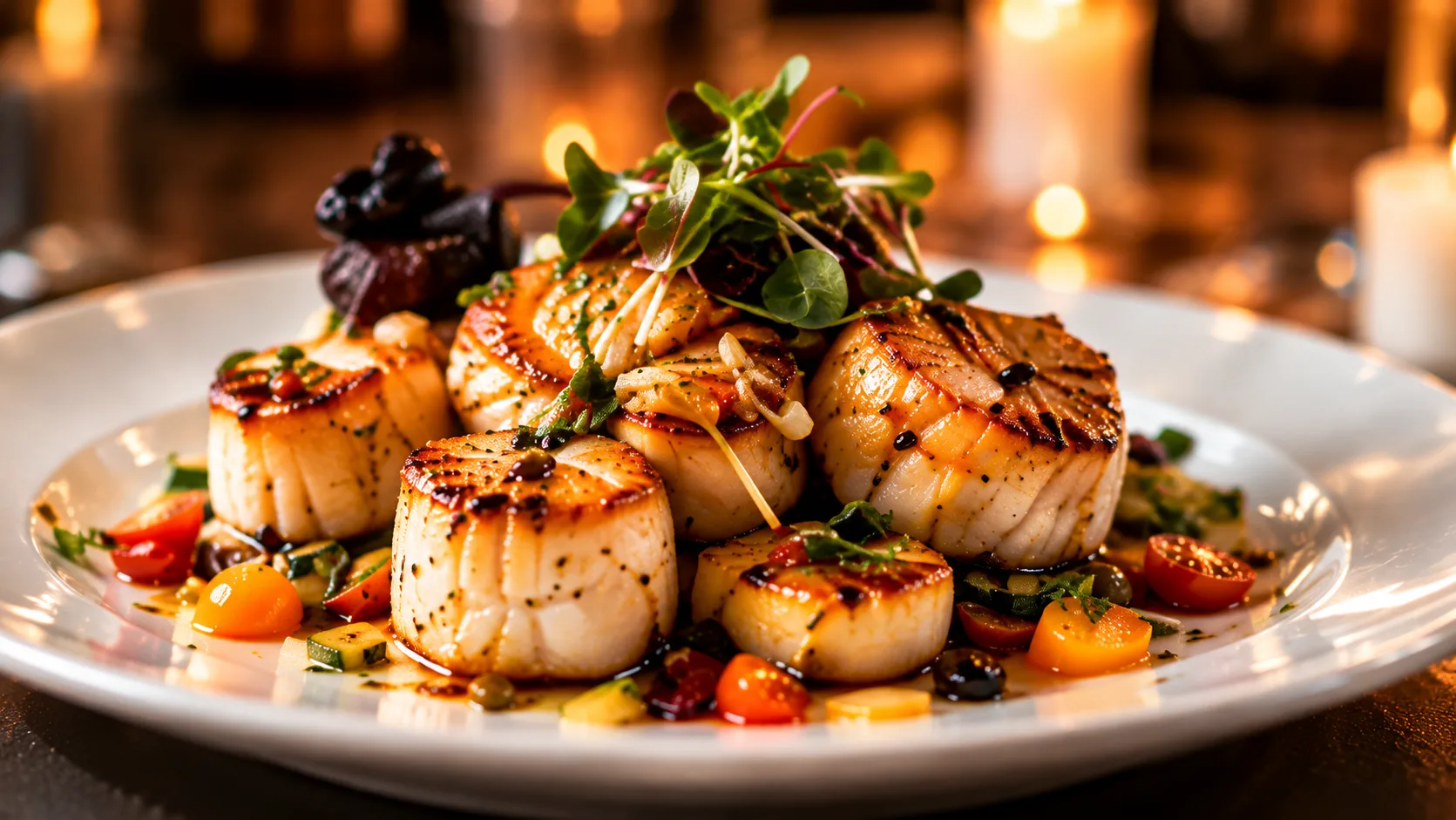 Seared scallops