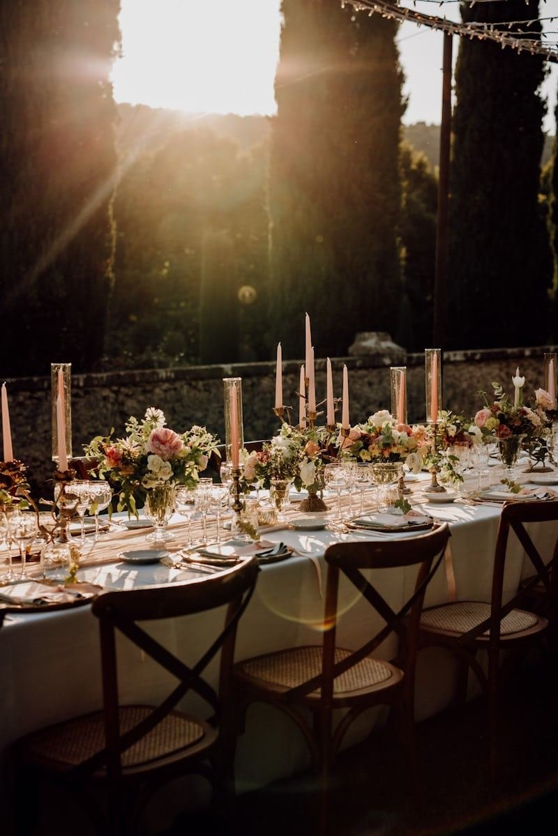 Elegant formal event table setting catered by McKnight's